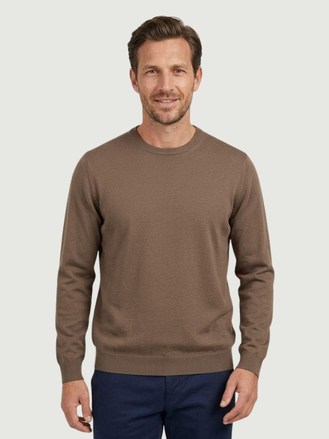 Maglia con scollo rotondo in cotone cacao 3700900 649 ANDREA MORANDO 
