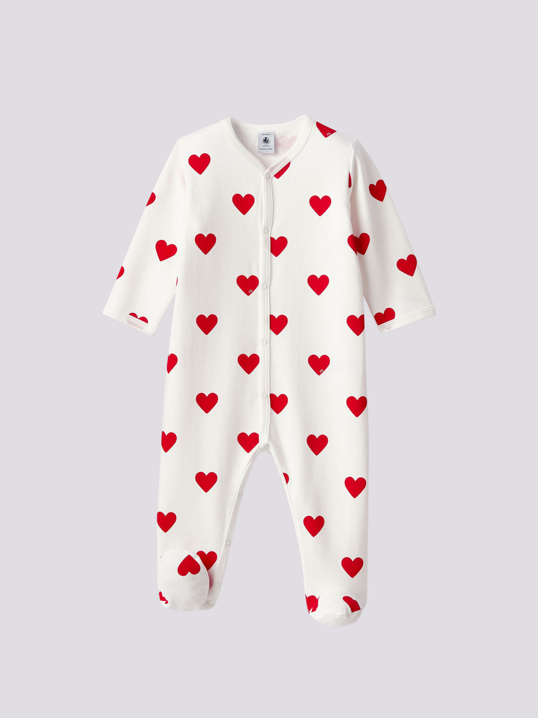 TUTINA PIGIAMA A CUORI ROSSI BEBÈ A00BT 01 PETIT BATEAU 