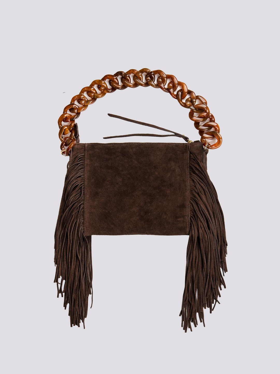 BORSA A TRACOLLA IN CAMOSCIO testa di moro CON FRANGE "FLAPPY" FLAPPY T MORO BIMOR 