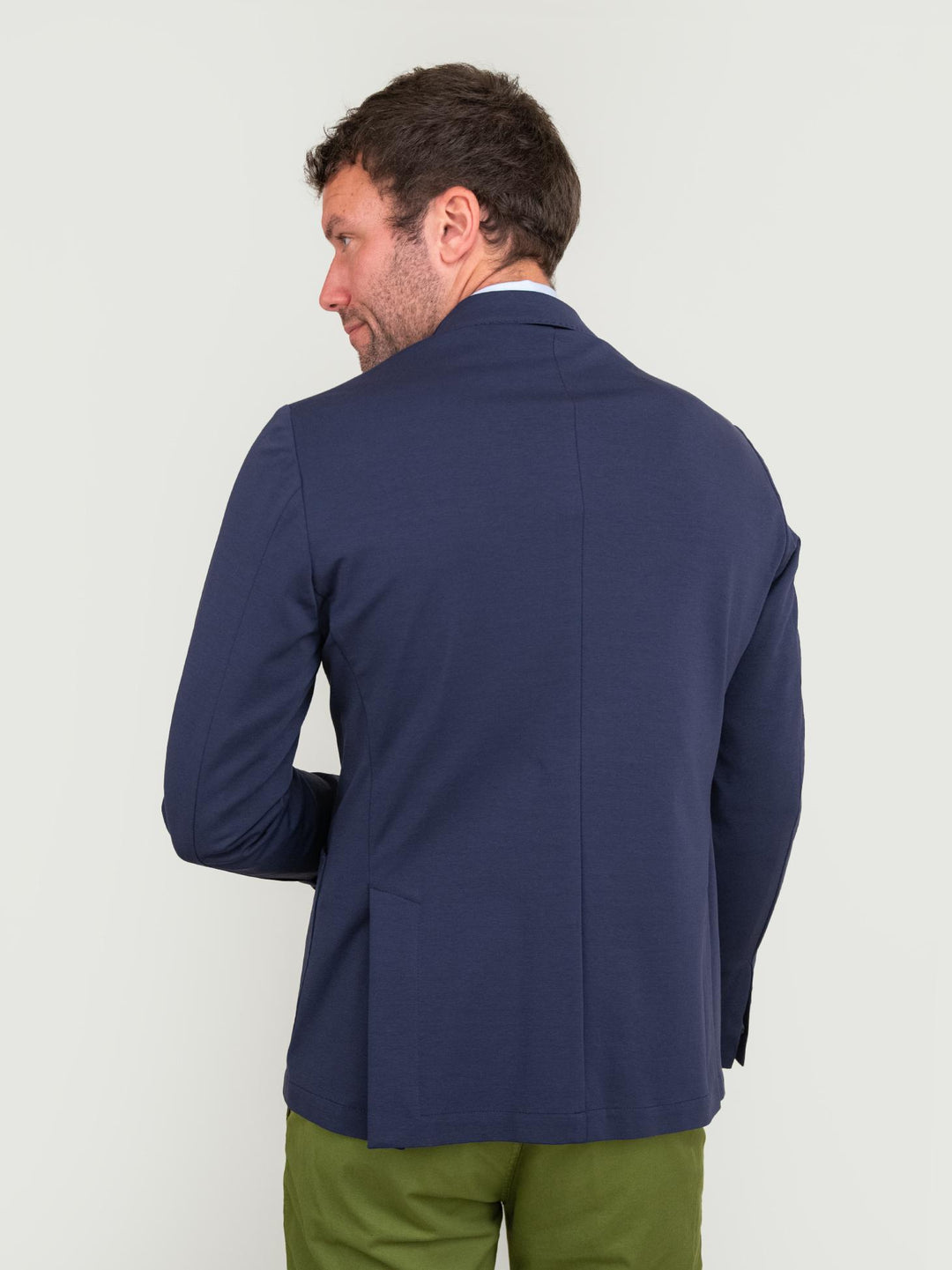 BLAZER IN MISTO COTONE PUNTO MILANO BLU NAVY S24CT00G004M 174 ANDREA MORANDO 