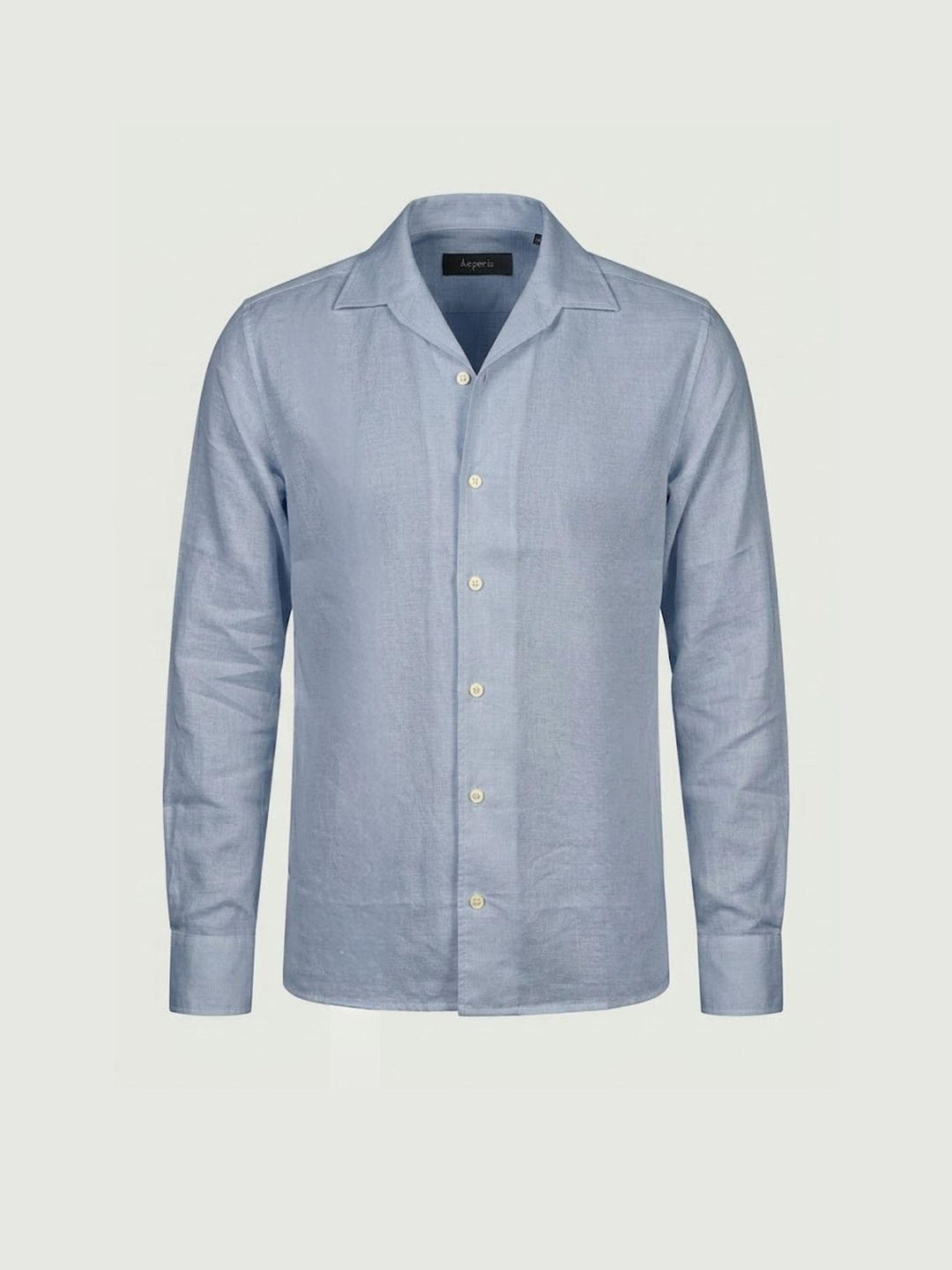 Camicia in tessuto chambray lino e cotone azzurra CRAIG 02 DEPERLU 