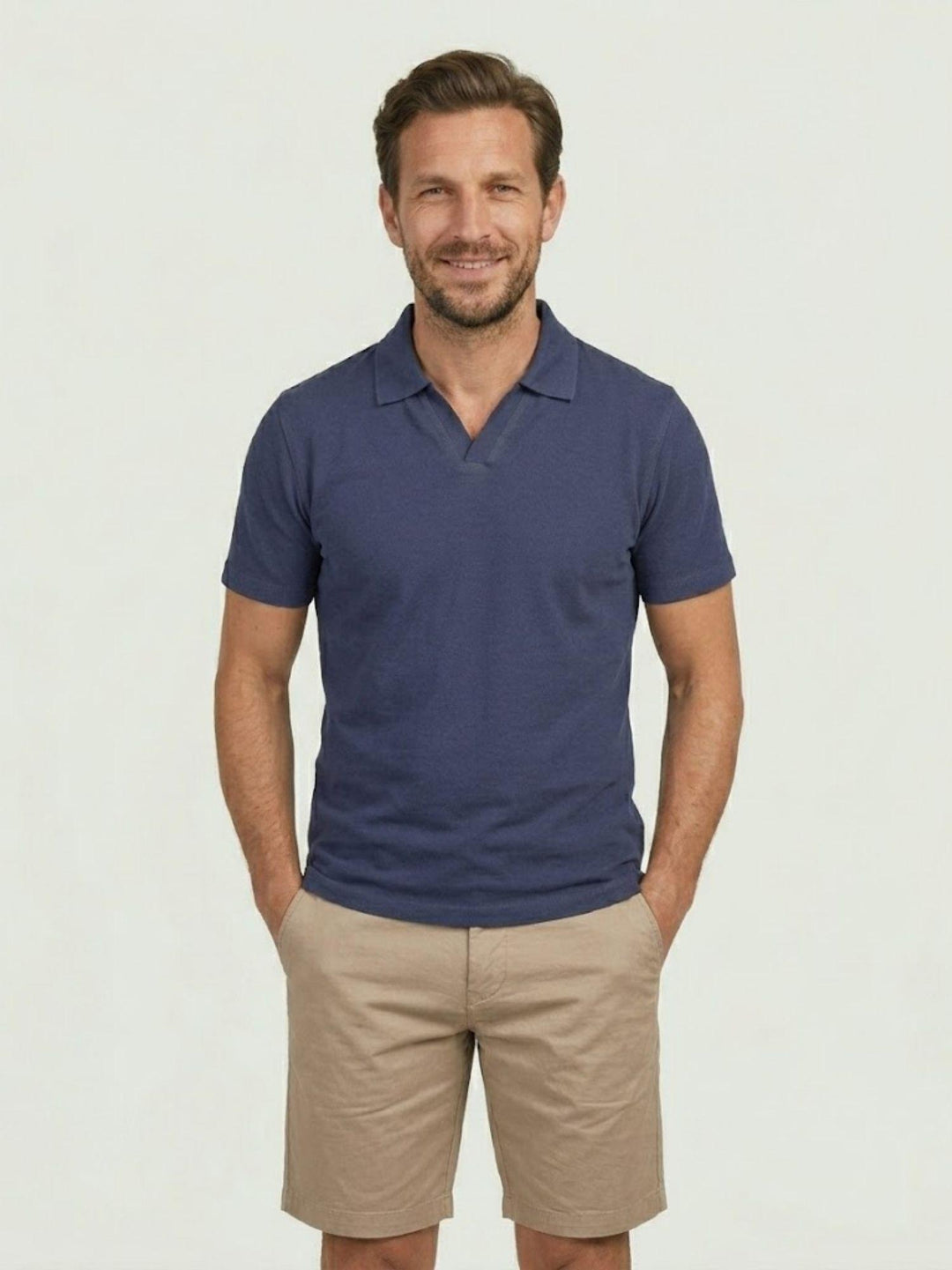 Polo derby in cotone extrafine navy 5805426 208 ANDREA MORANDO 