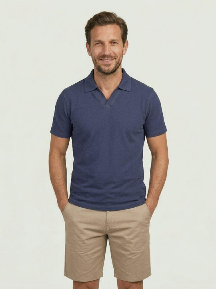 Polo derby in cotone extrafine navy 5805426 208 ANDREA MORANDO 