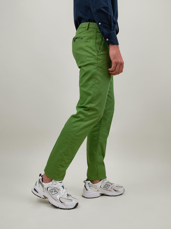 Pantalone in cotone verde con tasche a filo T568/STR 630 NOLAB 