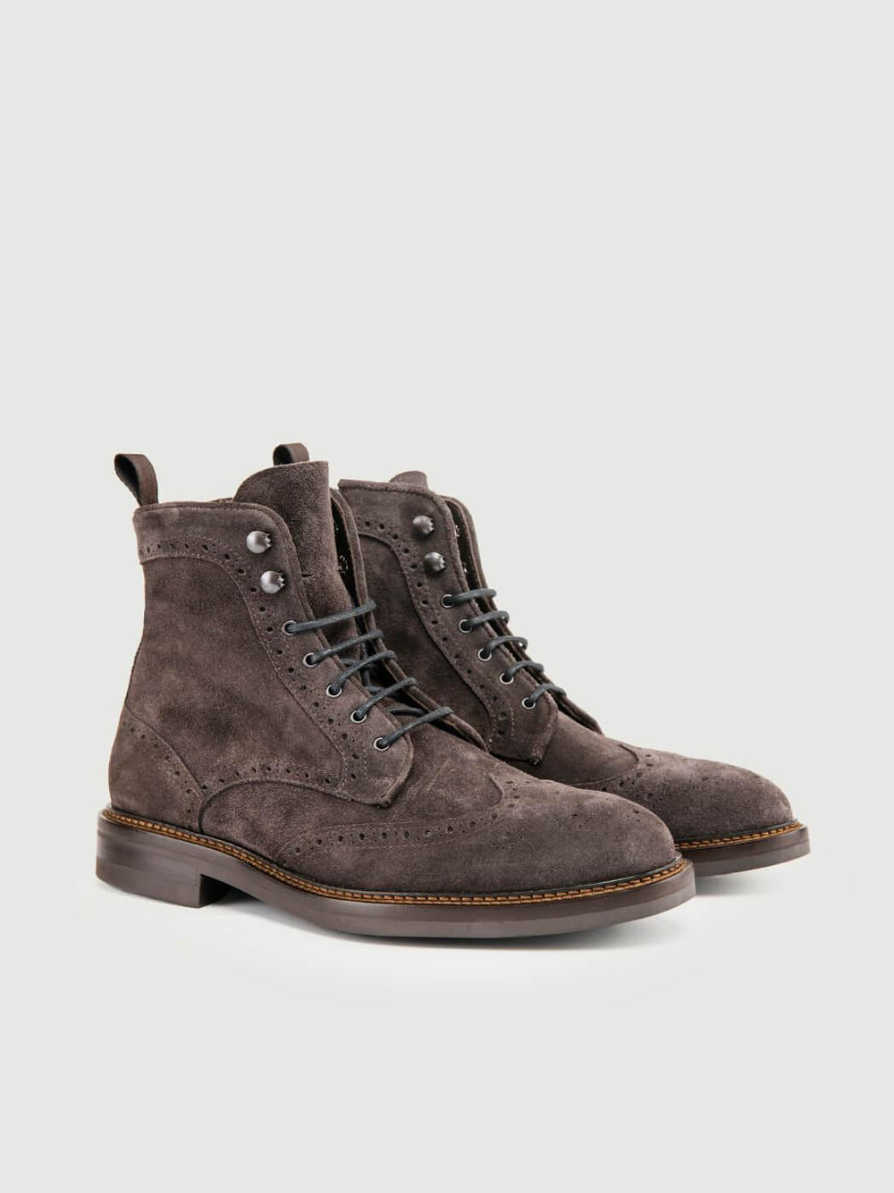 STIVALETTO STRINGATO CODA DI RONDINE SCAMOSCIATO ANTRACITE 1081MOSS PEPE ANDREA MORANDO 