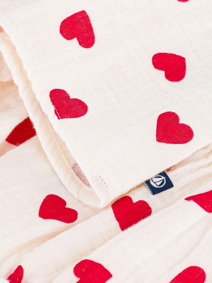 Vestito e bloomer coordinato in cotone stampa a cuori A0F18 03 PETIT BATEAU 