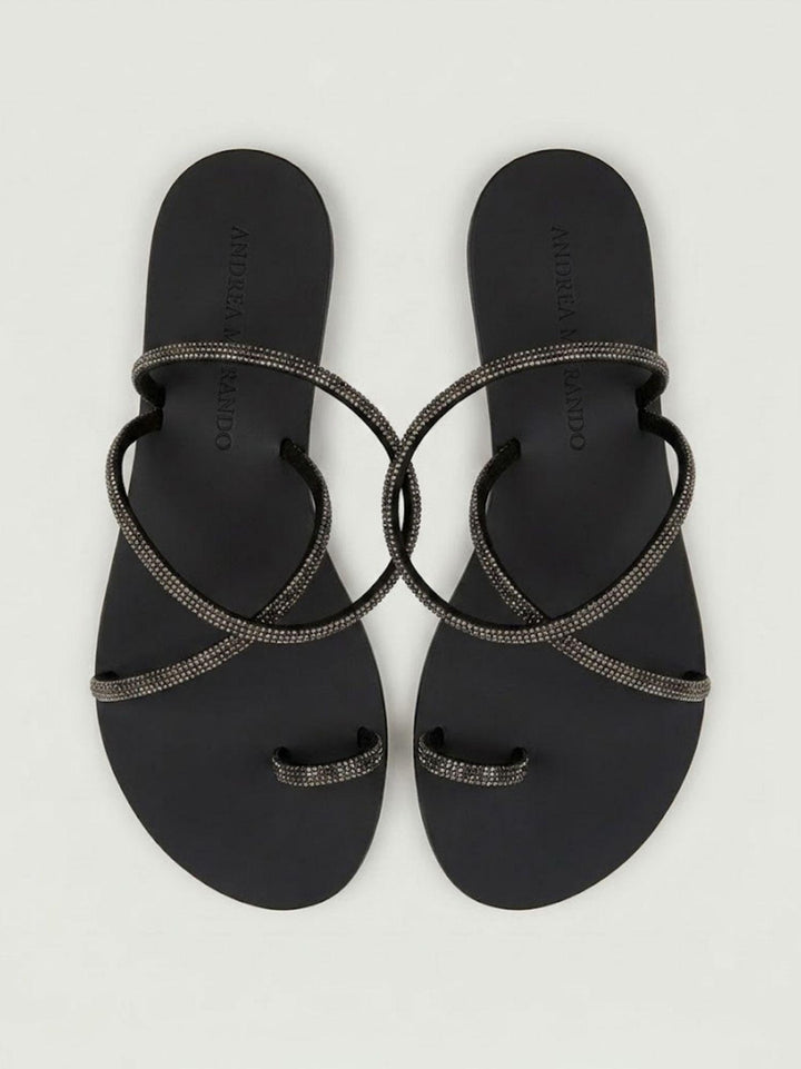 Sandalo gioiello nero con strass 63TC BLACK ANDREA MORANDO 