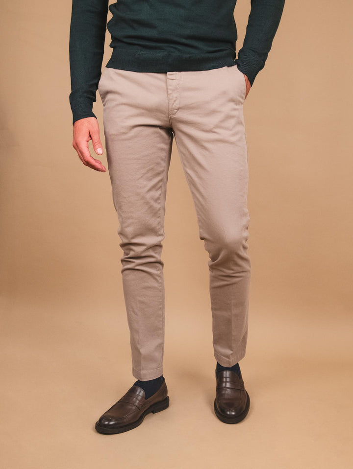 PANTALONE CHINOS IN COTONE LISCIO BEIGE P-KAPS-S12 00043 ANDREA MORANDO 