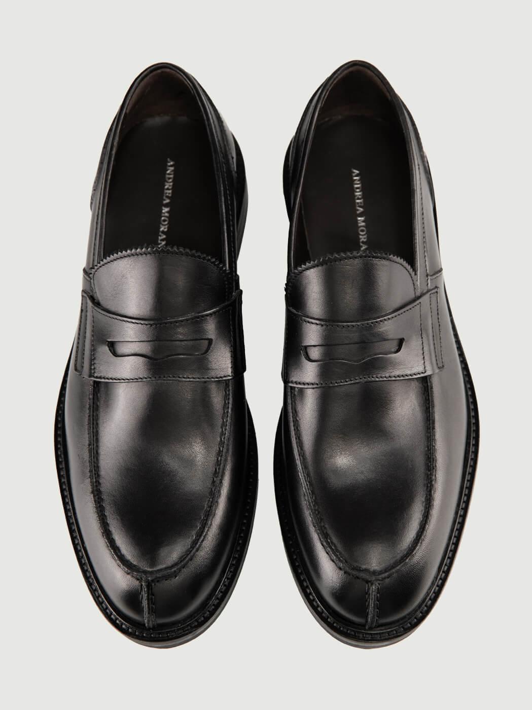 MOCASSINO PENNY IN PELLE DI VITELLO NERA 1092VITELLO NERO ANDREA MORANDO 