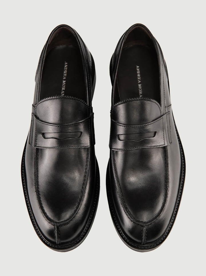 MOCASSINO PENNY IN PELLE DI VITELLO NERA 1092VITELLO NERO ANDREA MORANDO 