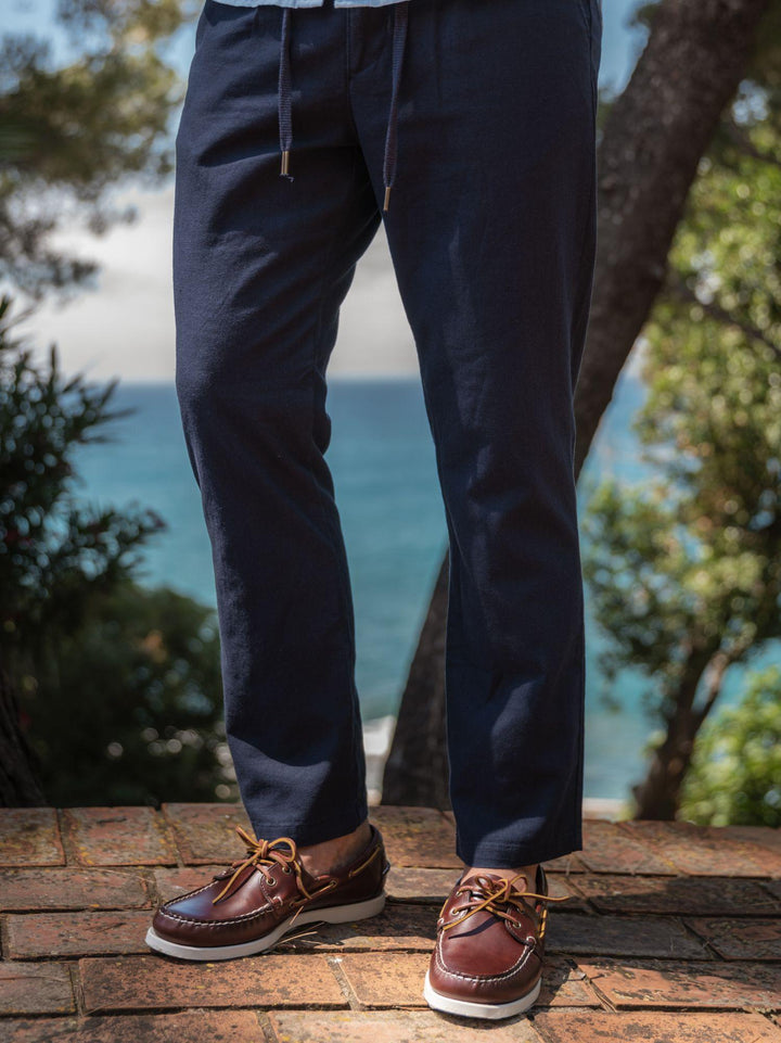 PANTALONE MISTO LINO BLU NAVY
