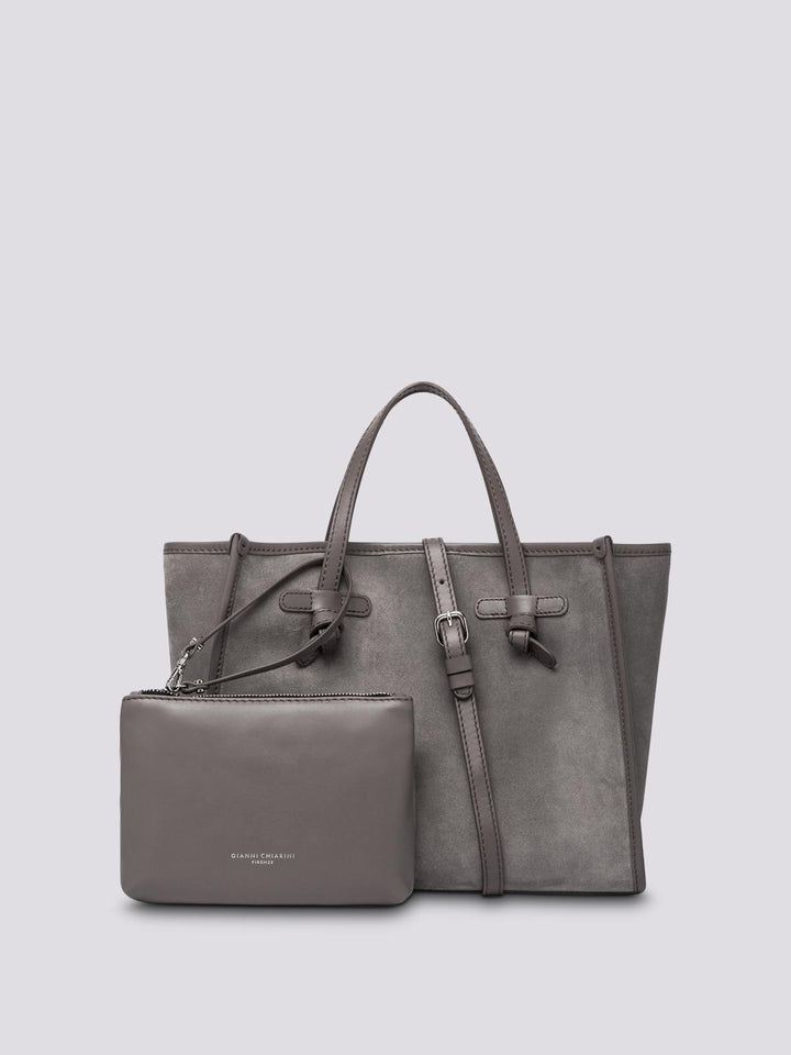 TOTE MISS MARCELLA 32 in camoscio grigio chiaro BS 9752 CM-PL 9210 GIANNI CHIARINI 