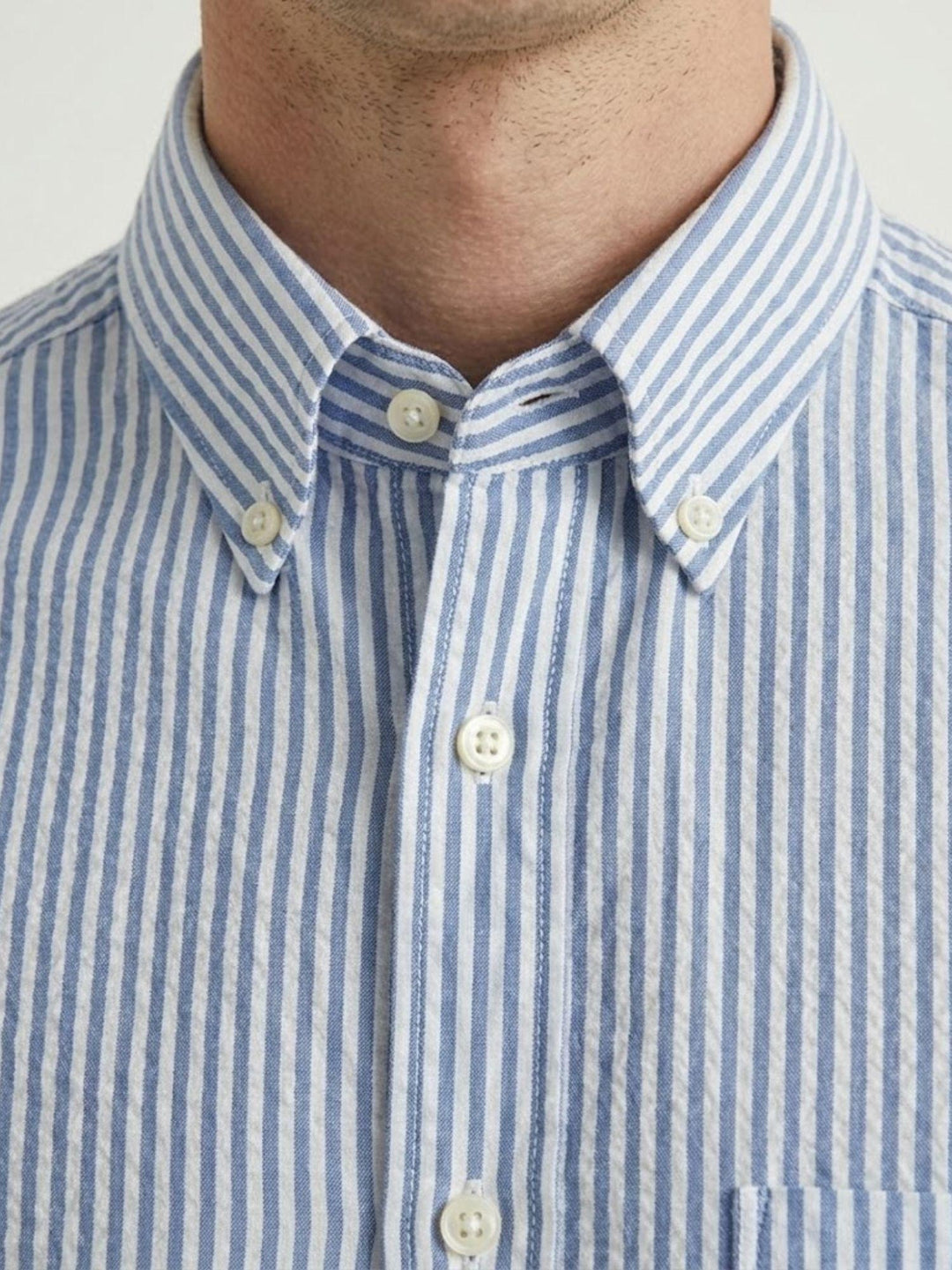 Camicia in cotone a righe bianche e azzurro BRAD/SEB16S35 02 BAGGIES 