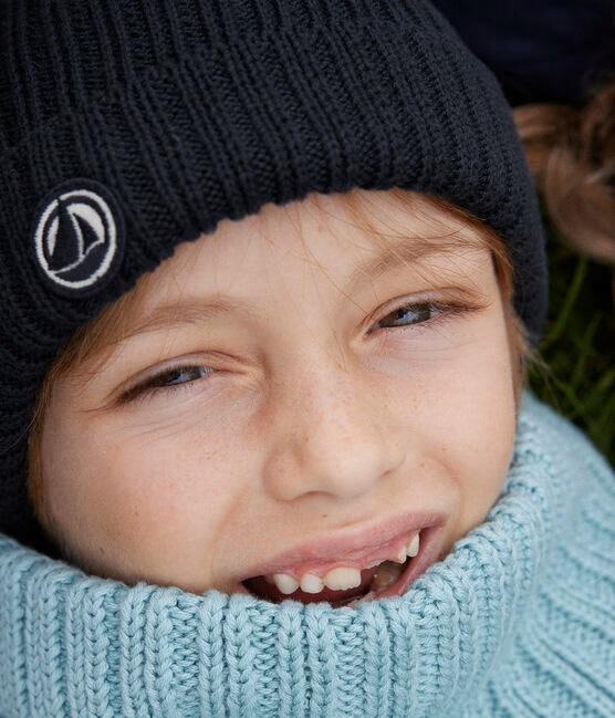 Cappello in maglia foderata in pile blu A0B0A 01 PETIT BATEAU 