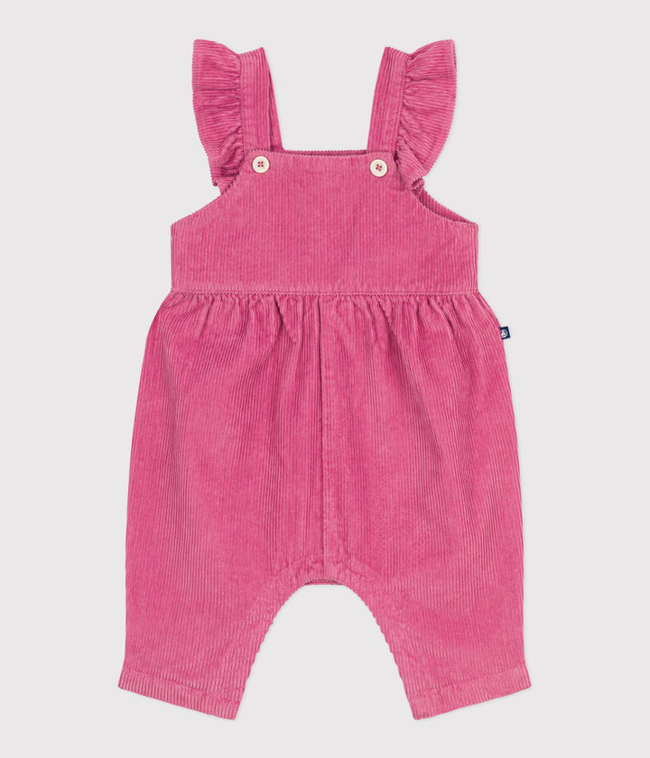 Salopette lunga in velluto a coste e con volant bebé A0EDQ 01 PETIT BATEAU 
