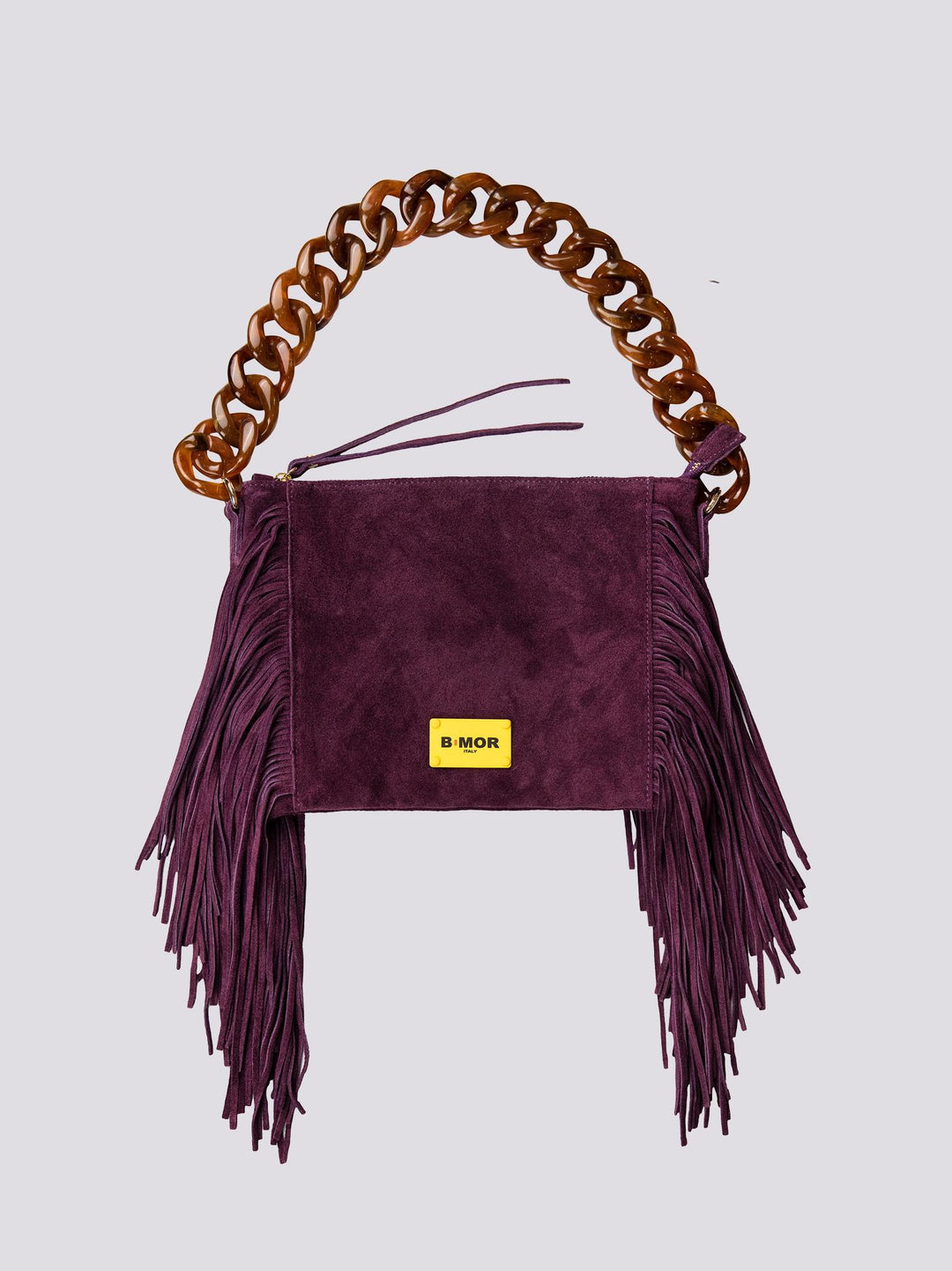 BORSA A TRACOLLA IN CAMOSCIO VIOLA CON FRANGE "FLAPPY" FLAPPY VIOLA BIMOR 