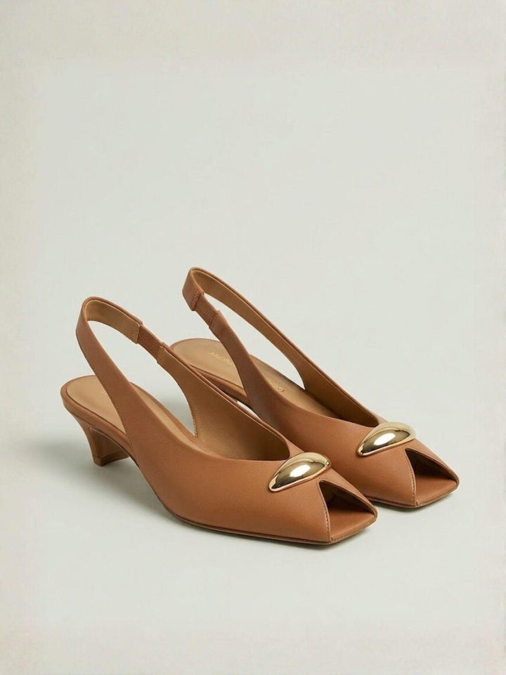 Spuntata slingback in pelle nappa cuoio R412 CUOIO ANDREA MORANDO 