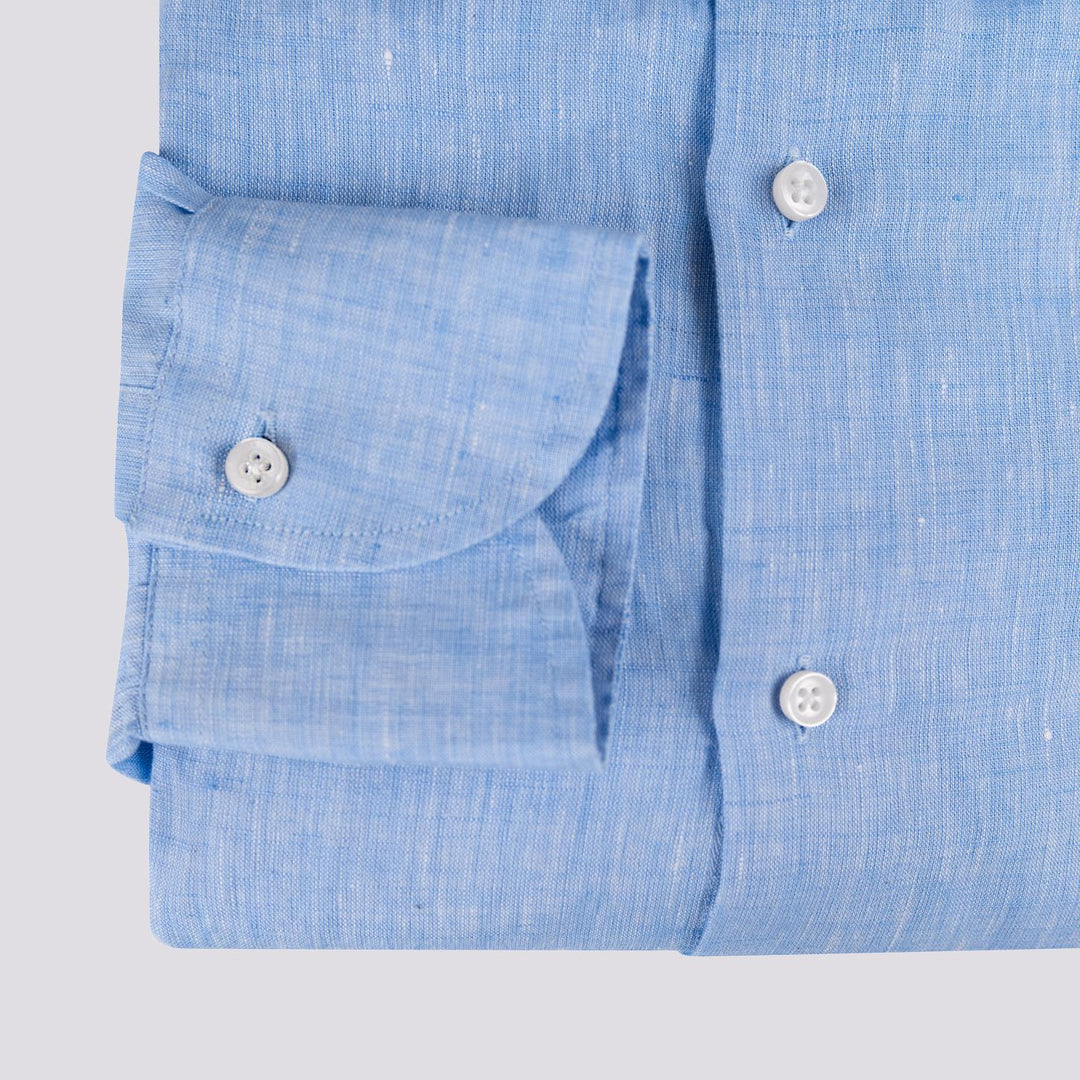 CAMICIA ARTHUR IN LINO TINTO FILO azzurro