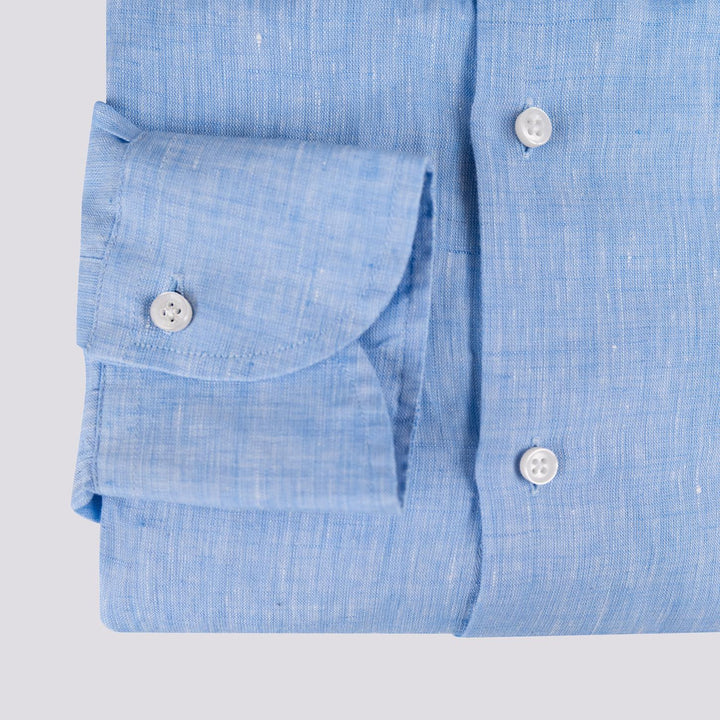 CAMICIA ARTHUR IN LINO TINTO FILO azzurro