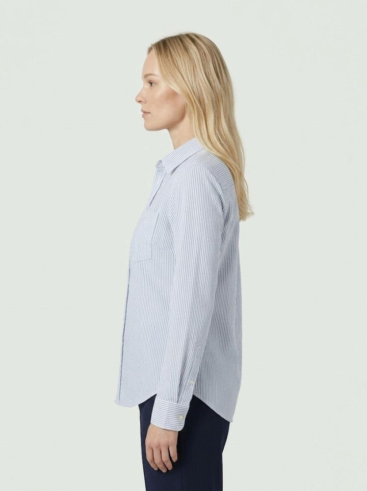 Camicia in cotone a righe azzurre e bianche 4006 RIGA ANDREA MORANDO 