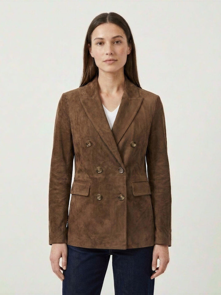 Blazer Tiaki doppiopetto in camoscio cacao TIAKI 126 JACK LEATHER 