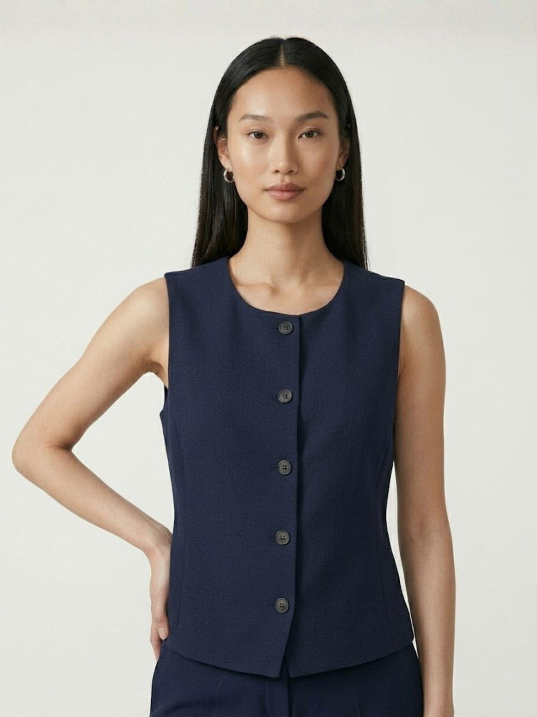 Gilet con fiocco posteriore navy ISOTTA BLU ANDREA MORANDO 