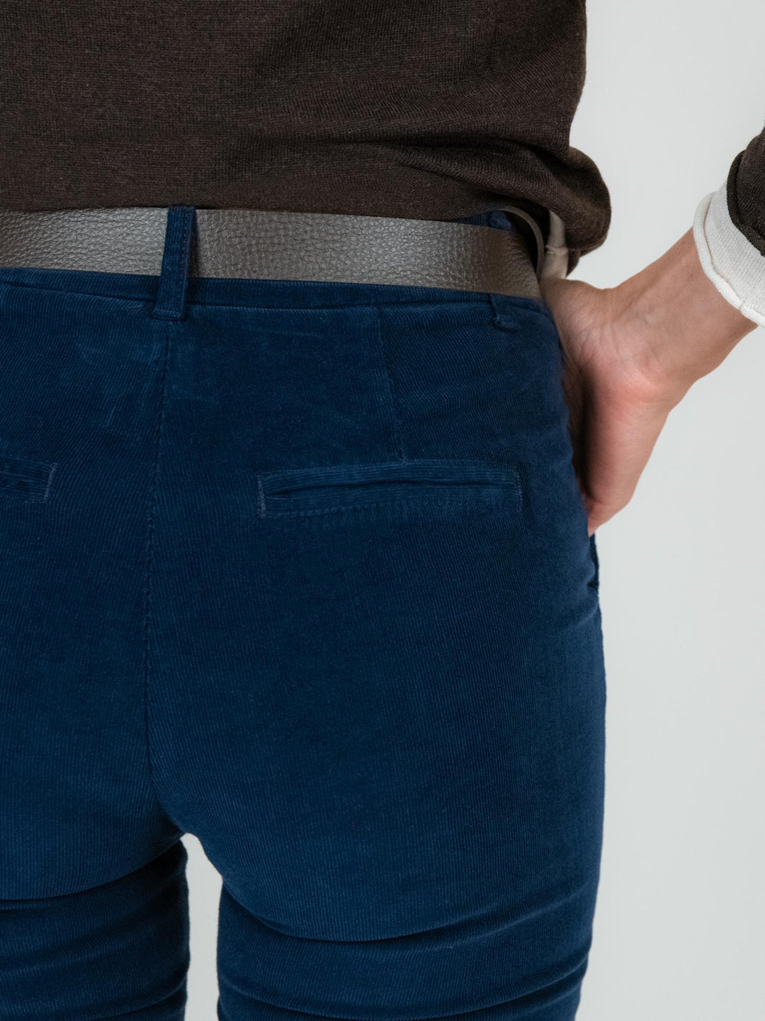 Pantalone a trombetta in velluto blu 824W21 BLU ANDREA MORANDO 