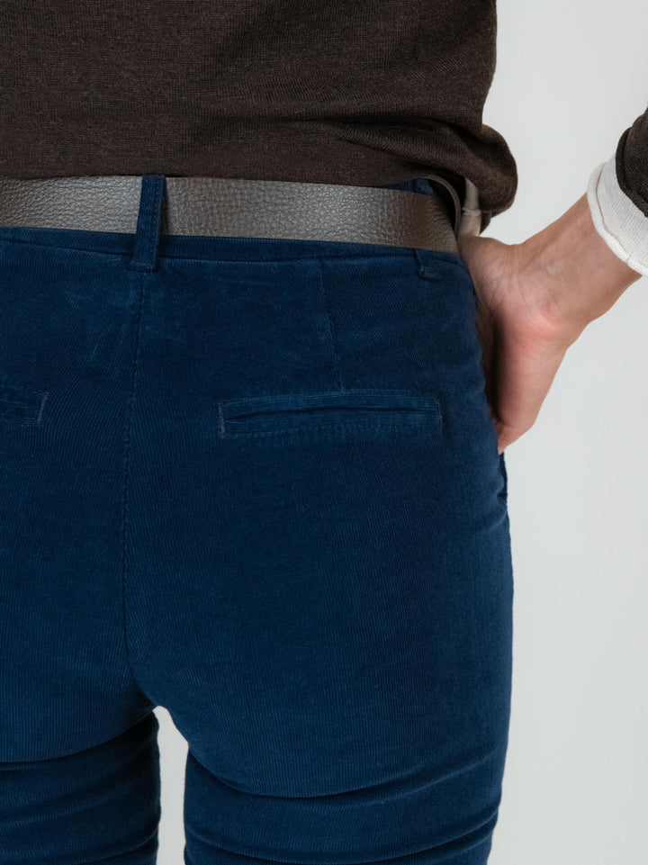 Pantalone a trombetta in velluto blu 824W21 BLU ANDREA MORANDO 