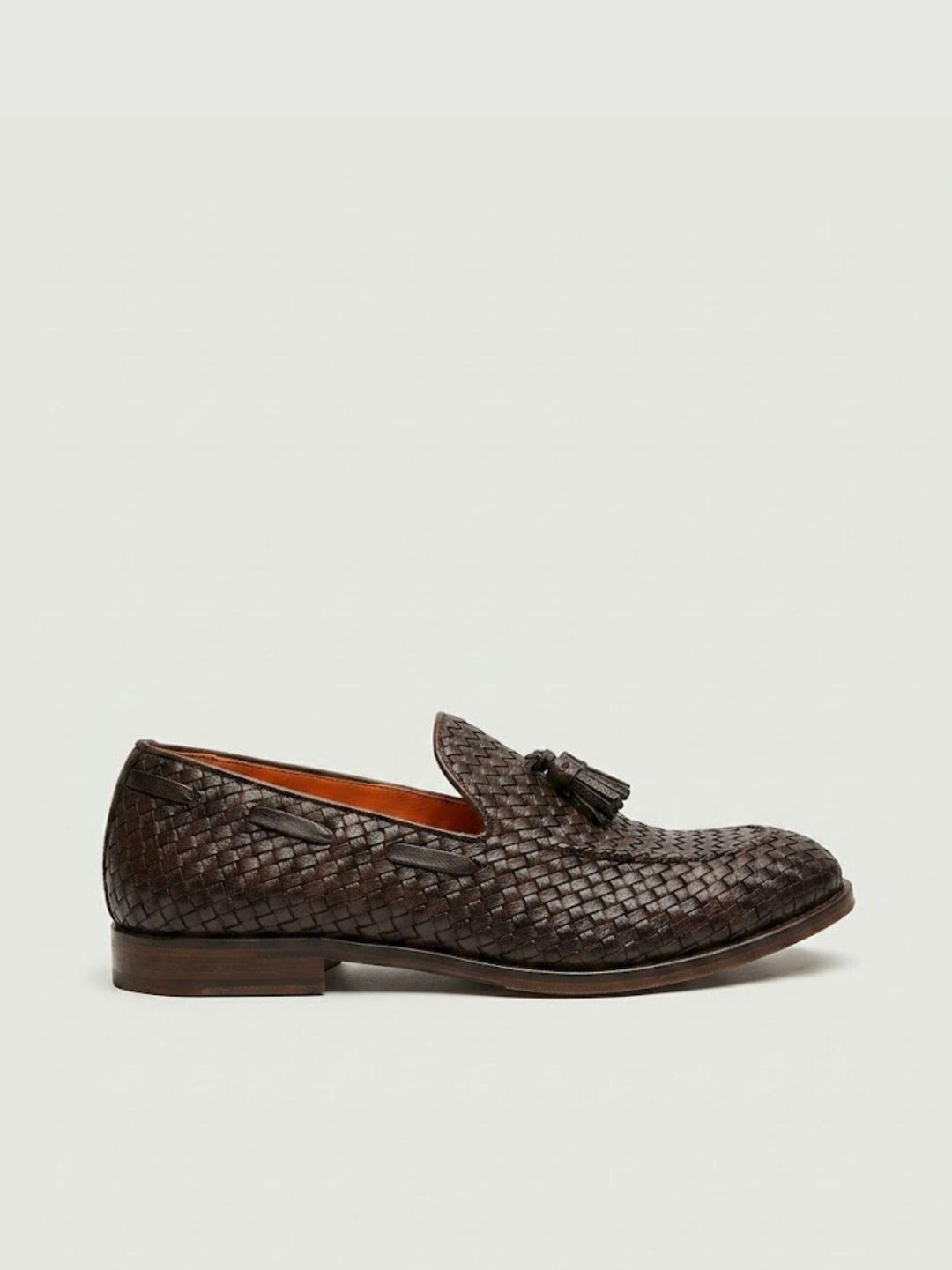 Mocassino Tassel Loafer in pelle intrecciata testa di moro 1840 CUOIO ANDREA MORANDO 