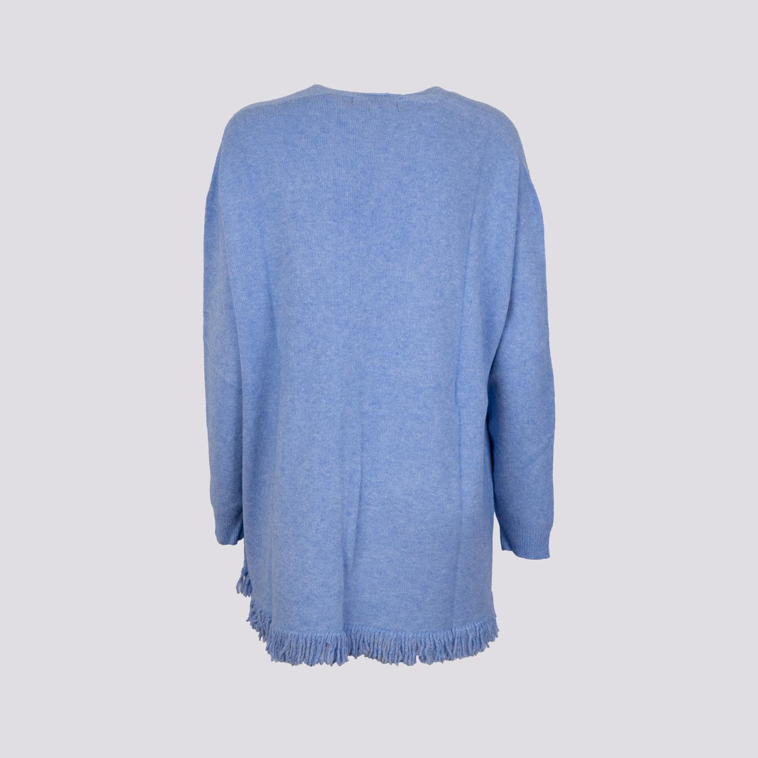 CARDIGAN APERTO CON PROFILI SFRANGIATI AZZURRO 0370/283 2100 BIMOR 