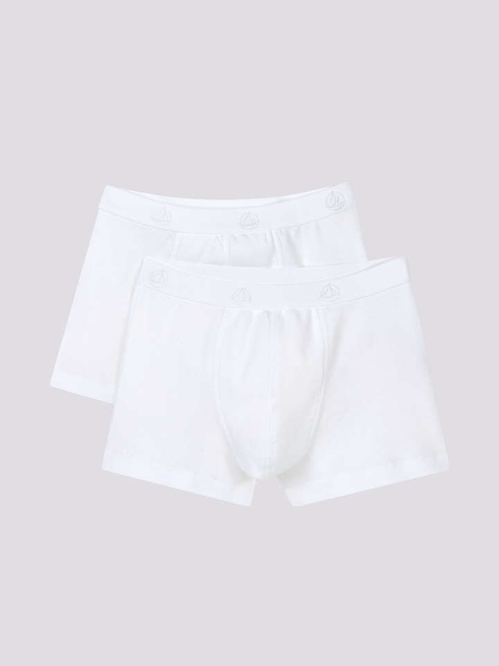 CONFEZIONE DA 2 BOXER BIANCHI RAGAZZO A01DH 00 PETIT BATEAU 