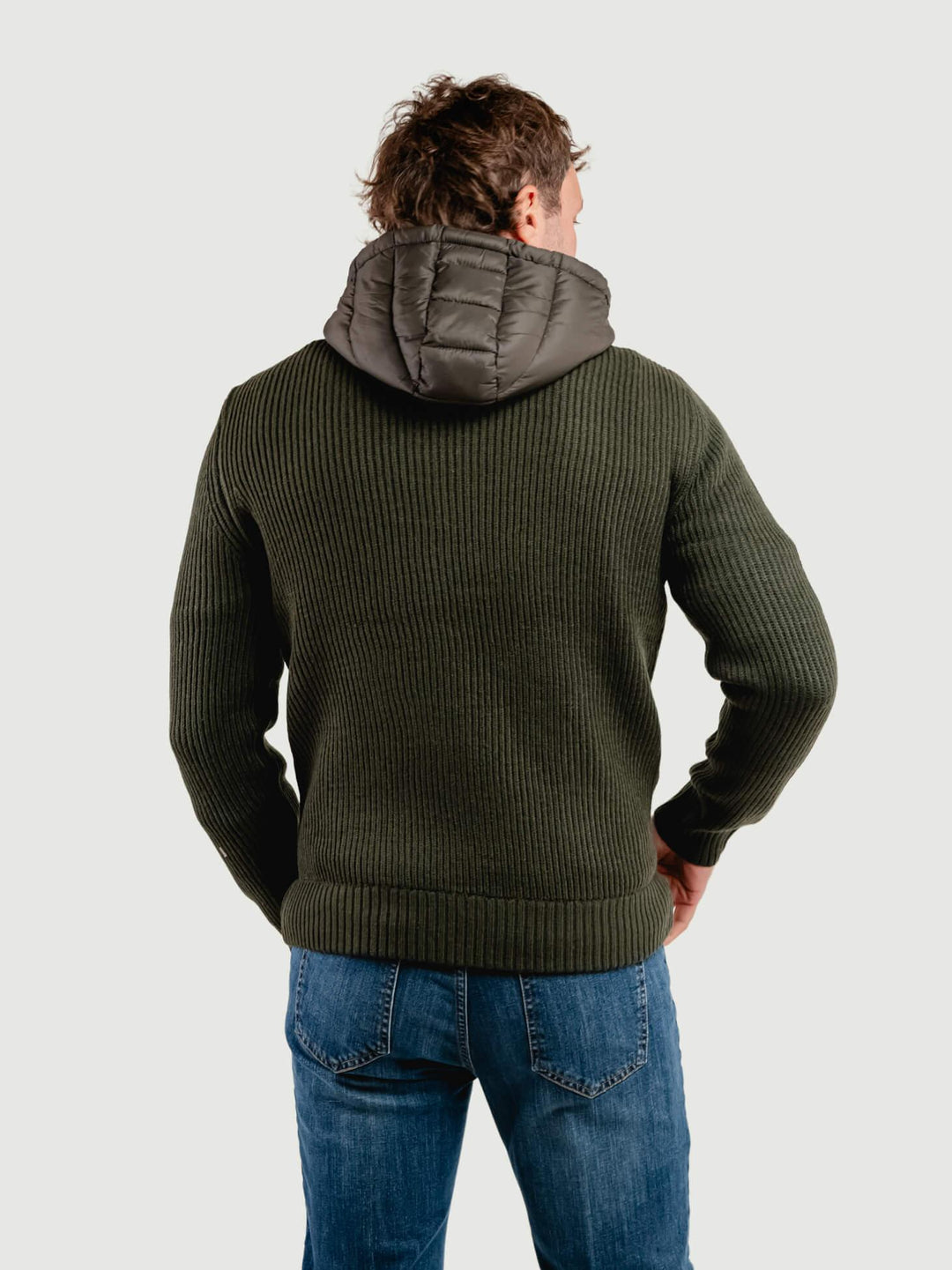 GIUBBOTTO TRAPUNTATO CON INSERTI IN MAGLIA VERDE BOSCO 4312225 327 ANDREA MORANDO 
