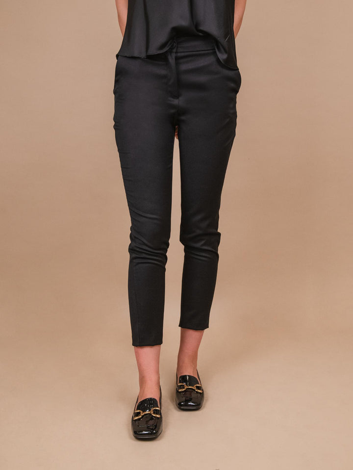 PANTALONE A SIGARETTA IN TESSUTO nero 80081VST NERO ANDREA MORANDO 
