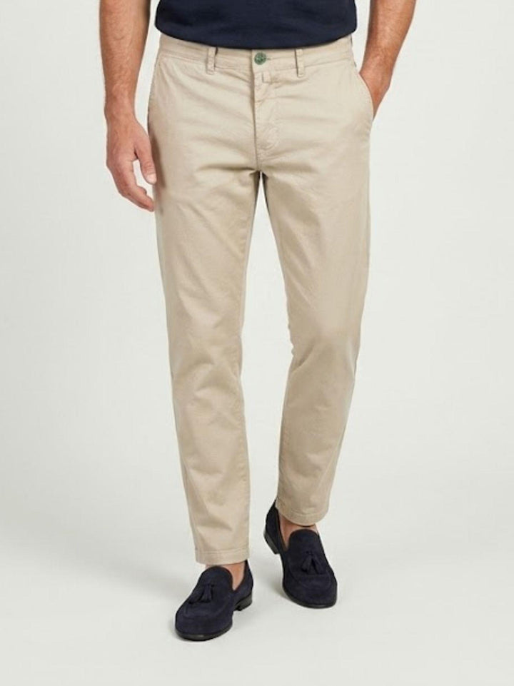 Pantalone chino in cotone navy con bottone gioiello P-KAP 23 ANDREA MORANDO 