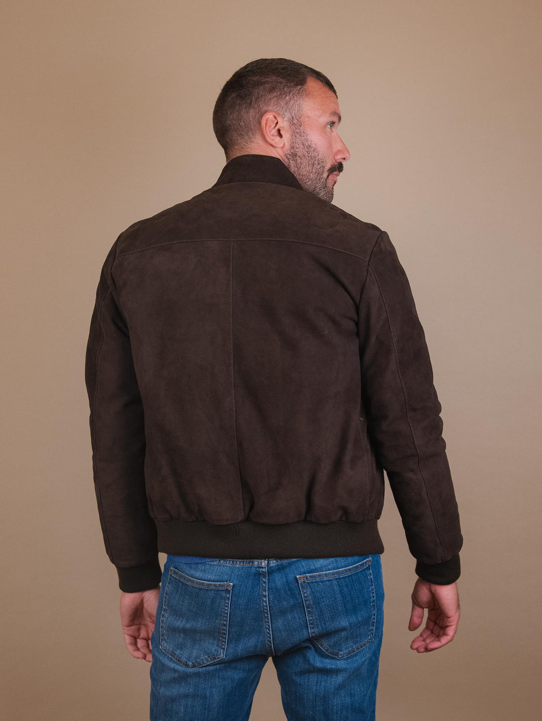 GIUBBOTTO IMBOTTITO IN CAMOSCIO MARRONE "ELVIS" ELVIS 06 JACK LEATHER 