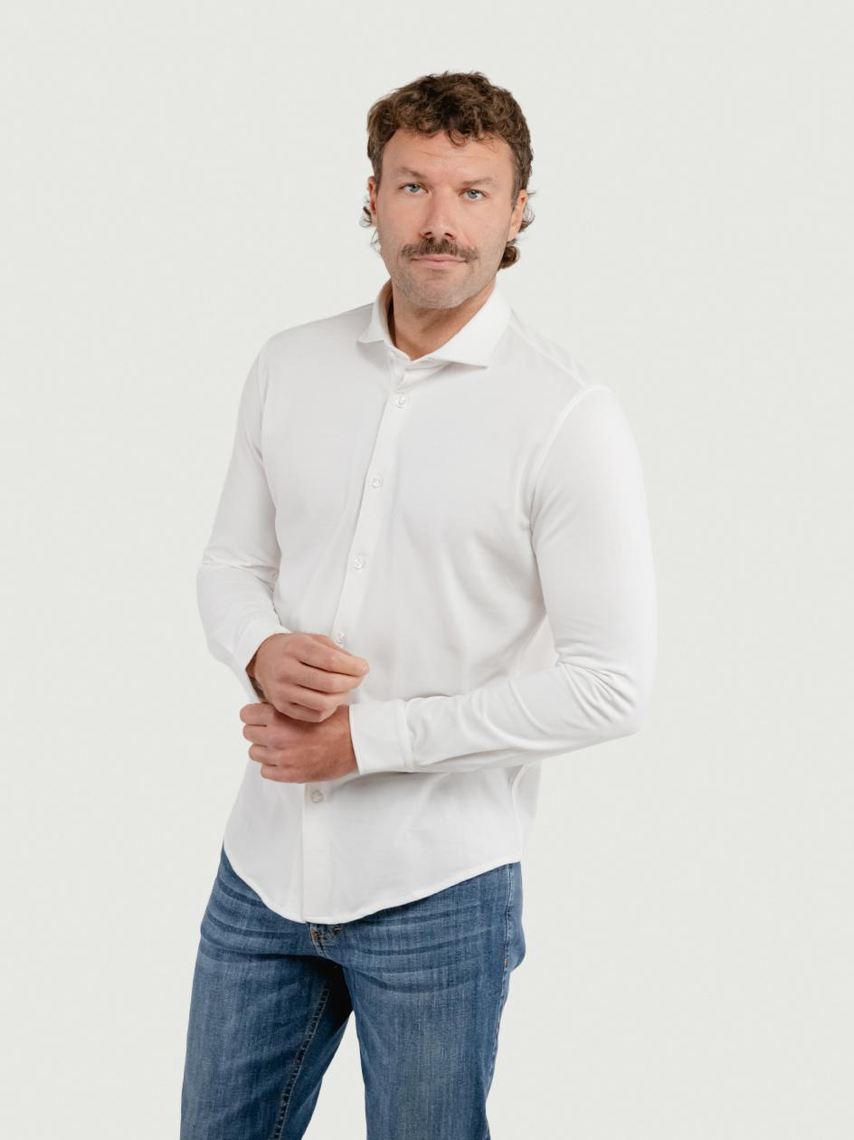 POLO CAMICIA IN COTONE PIQUET BIANCA BU26W42CA 101 ANDREA MORANDO 