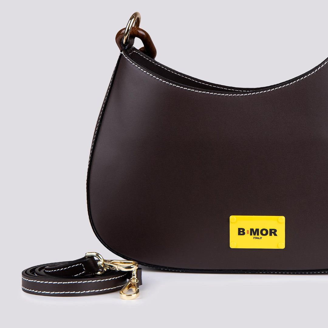 Borsa In Pelle testa di moro Con Tracolla In Osso Curvy CURVY T MORO BIMOR 