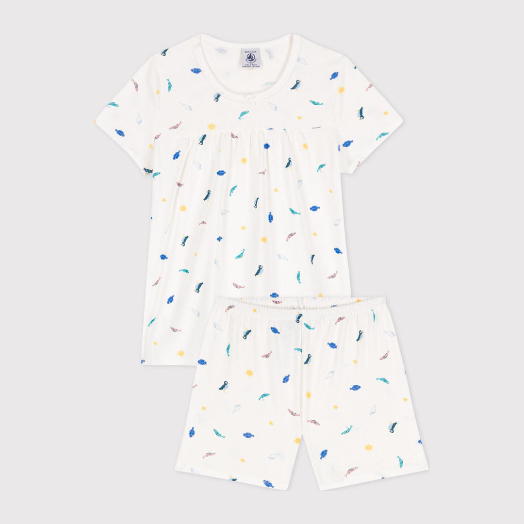Pigiama corto bambina in cotone con animali marini A06XW 01 PETIT BATEAU 