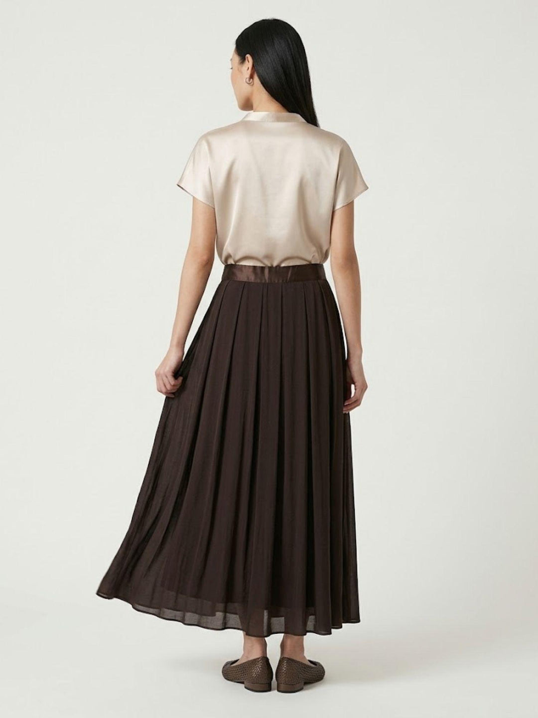 Gonna maxi plissettata color cioccolato SK1019 CIOCCOLATO ANDREA MORANDO 