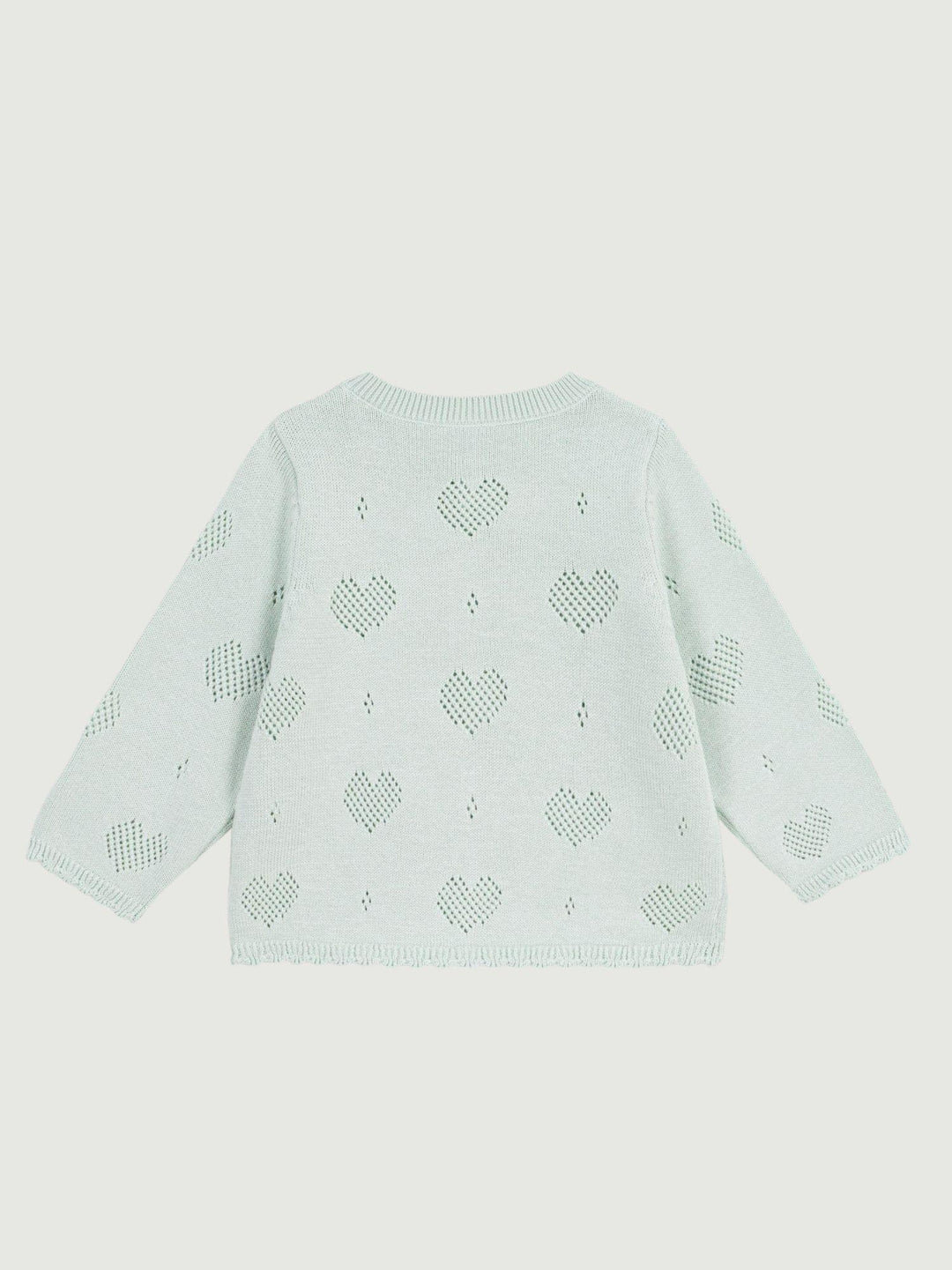 Cardigan in maglia traforata a cuori verde acqua A0EZT 03 PETIT BATEAU 