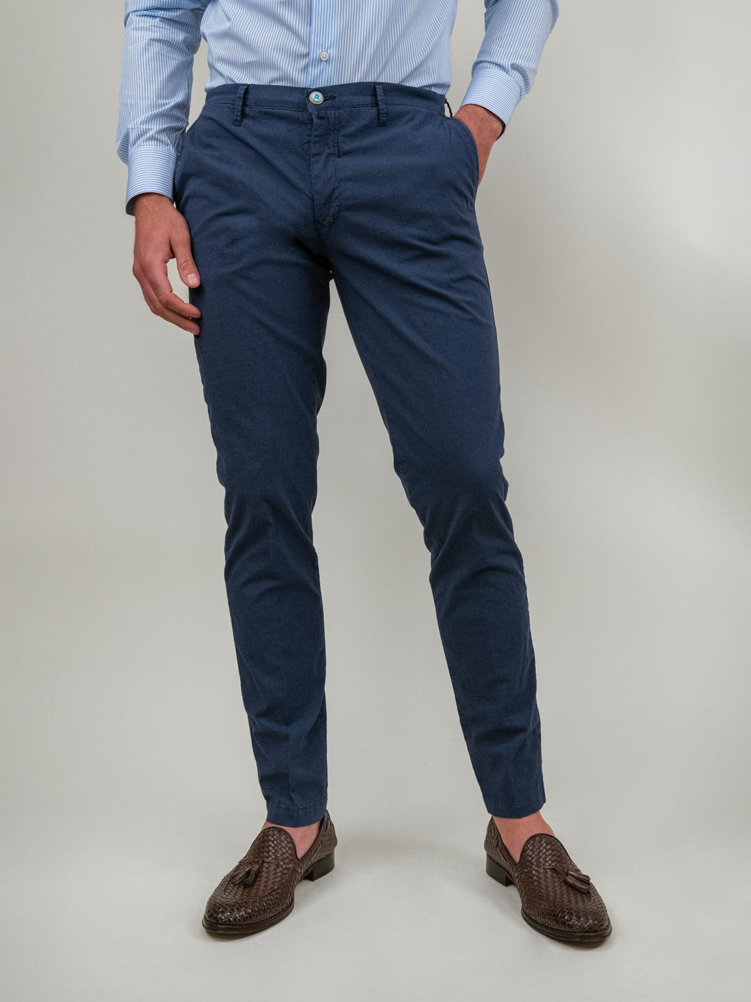 PANTALONE IN MISTO COTONE BLU P-KAPS-S124471 121 ANDREA MORANDO 