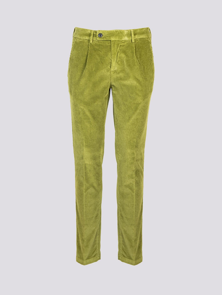 PANTALONE IN VELLUTO VERDE PISTACCHIO CON TASCA A FILO T502/THI 626 NOLAB 