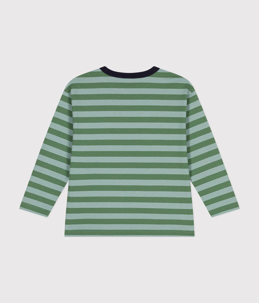 T-shirt a maniche lunghe a righe verdi A0B9X 02 PETIT BATEAU 