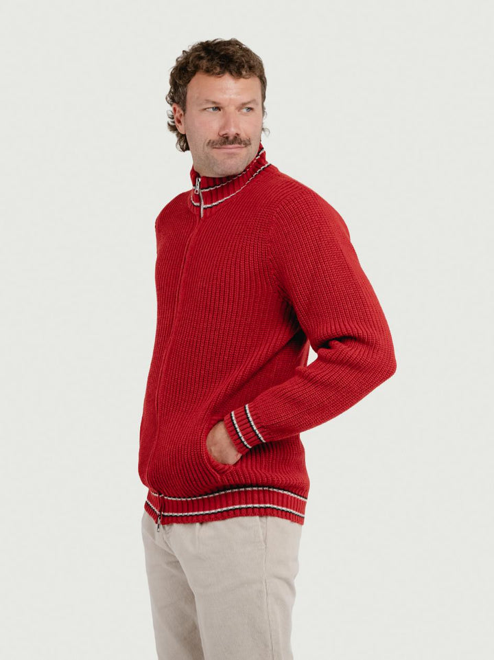 MAGLIONE A COLLO ALTO CON ZIP ROSSO ELIANO ROSSO ANDREA MORANDO 