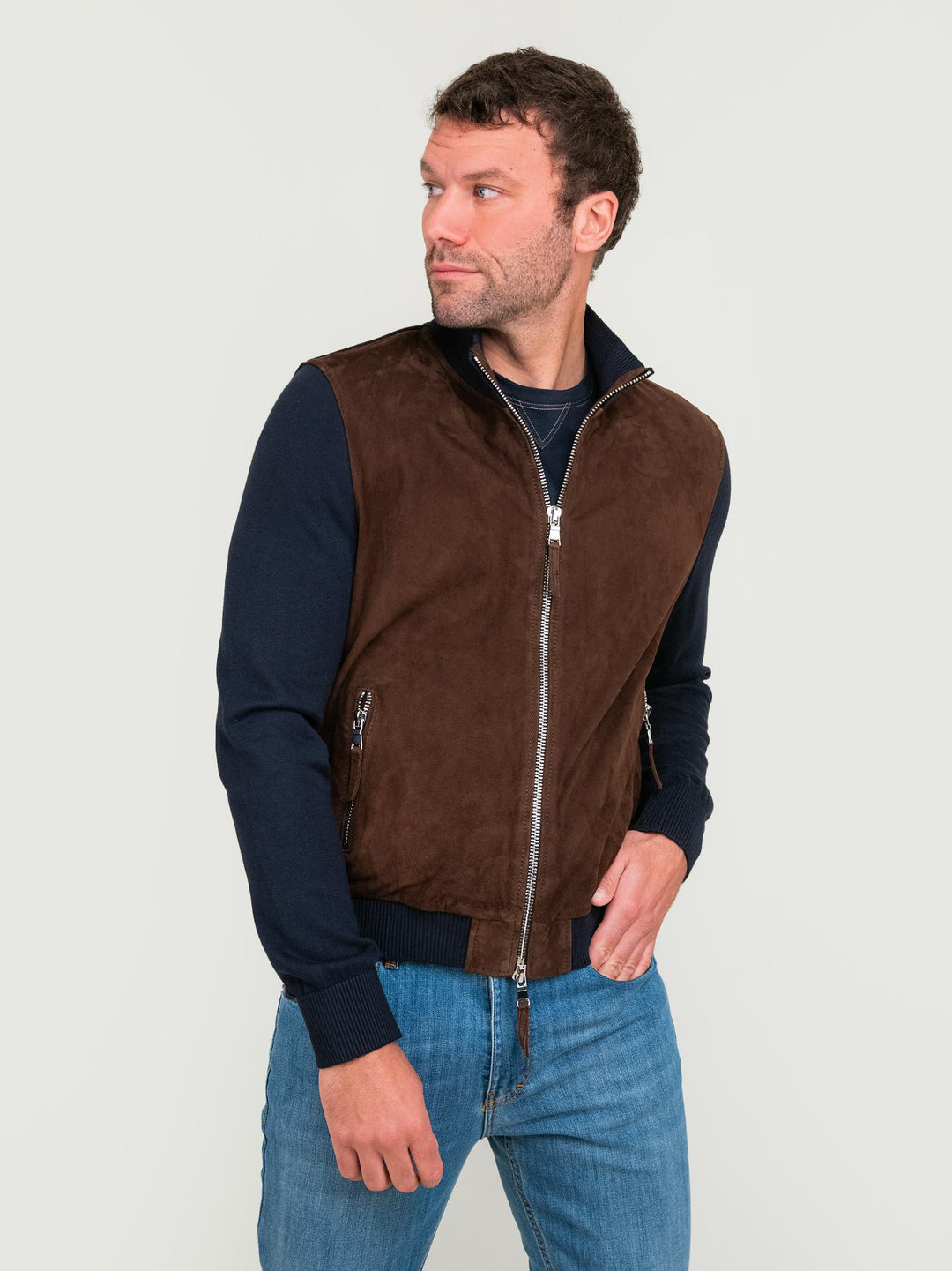 GIACCA LEGGERA IN CAMOSCIO E MAGLIA DEREK KNIT 309 JACK LEATHER 