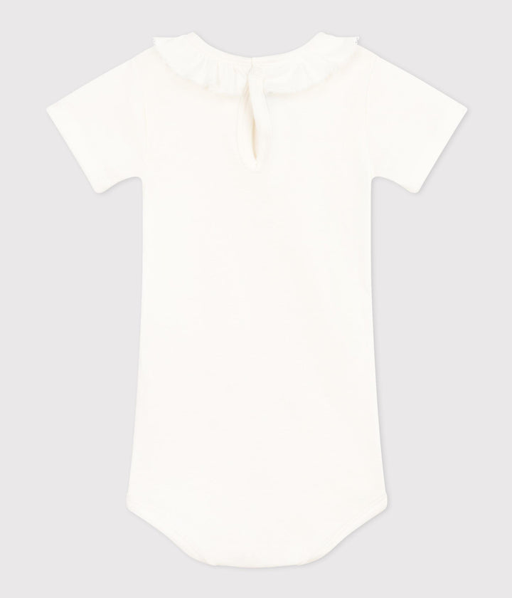BODY BIANCO IN COTONE A MANICA CORTA CON COLLETTO A0A0R 01 PETIT BATEAU 