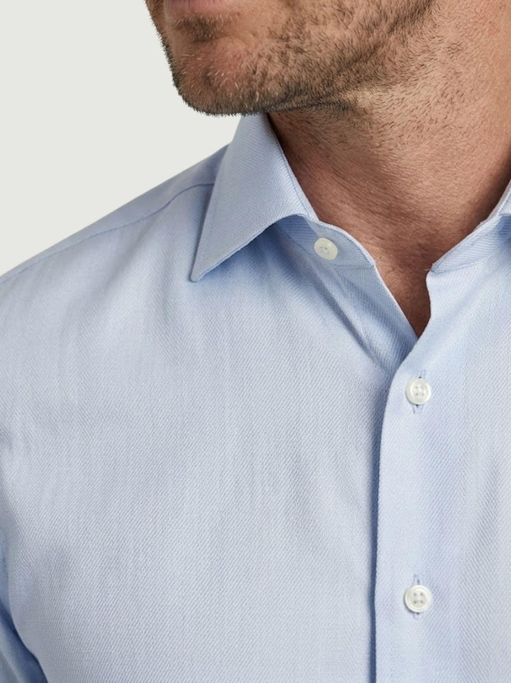Camicia collo francese in cotone azzurra slim ASSISI ROYAL/SLIM 5710-1 ANDREA MORANDO 
