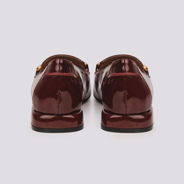 MOCASSINO CON PUNTA SQUADRATA IN VERNICE BORDEAUX 569Z21VK BURGUNDY ANDREA MORANDO 