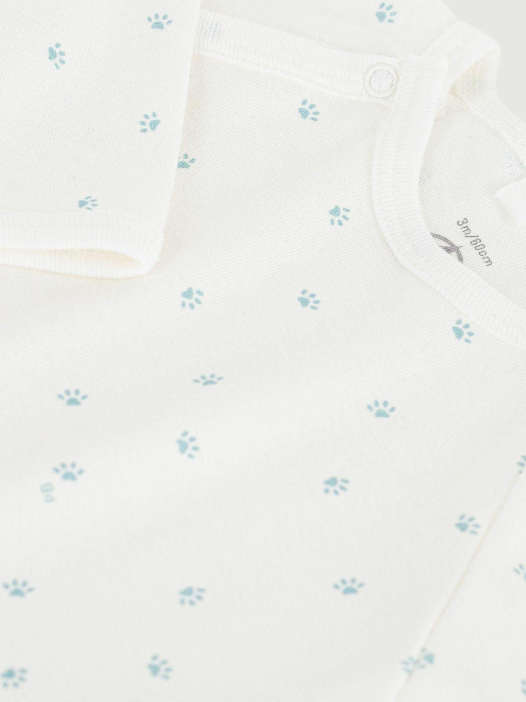 Tutina con piedini in cotone con stampa blu A0F2Q 01 PETIT BATEAU 