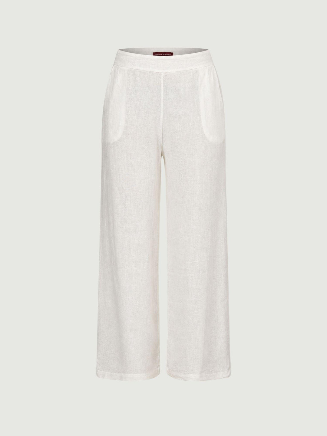 Pantalone wide leg in lino bianco 6PT0527 BIANCO ANDREA MORANDO 